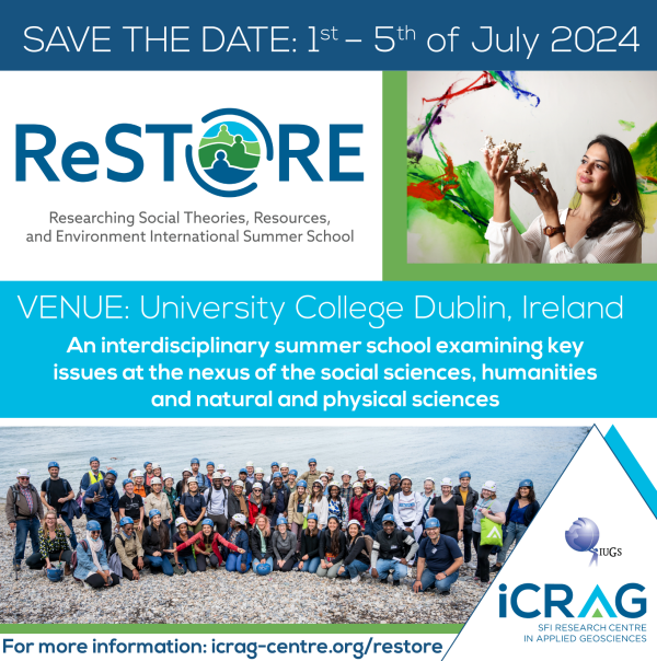Social media card for Restore 3 with group pic, individual pic of a researcher with coral and the dates